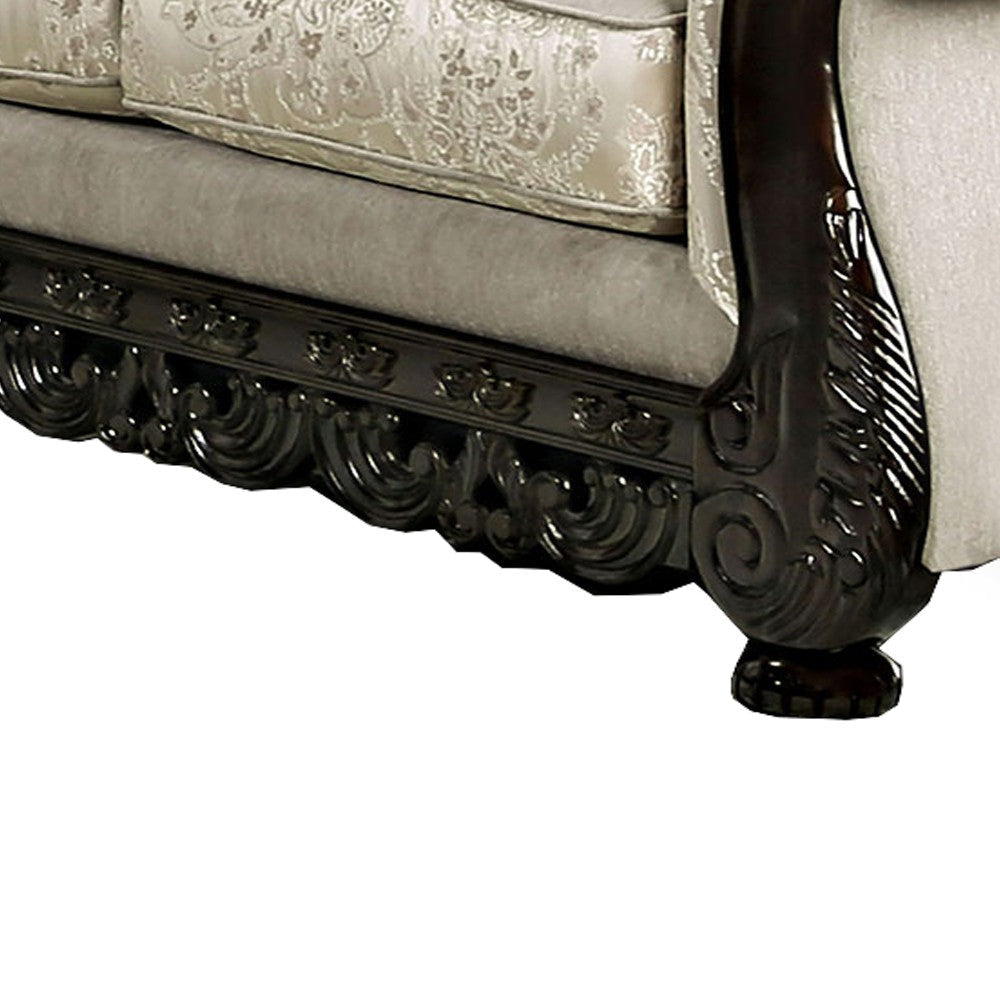 Chenille Fabric Upholstered Loveseat with Arched Back Beige and Brown BM205311