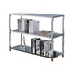 Metal and Glass Sofa Table with 2 Open Shelves, Silver and Clear