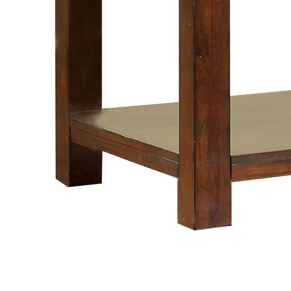 Square Shaped End Table with Open Bottom Shelf Brown - BM205366 By Casagear Home BM205366