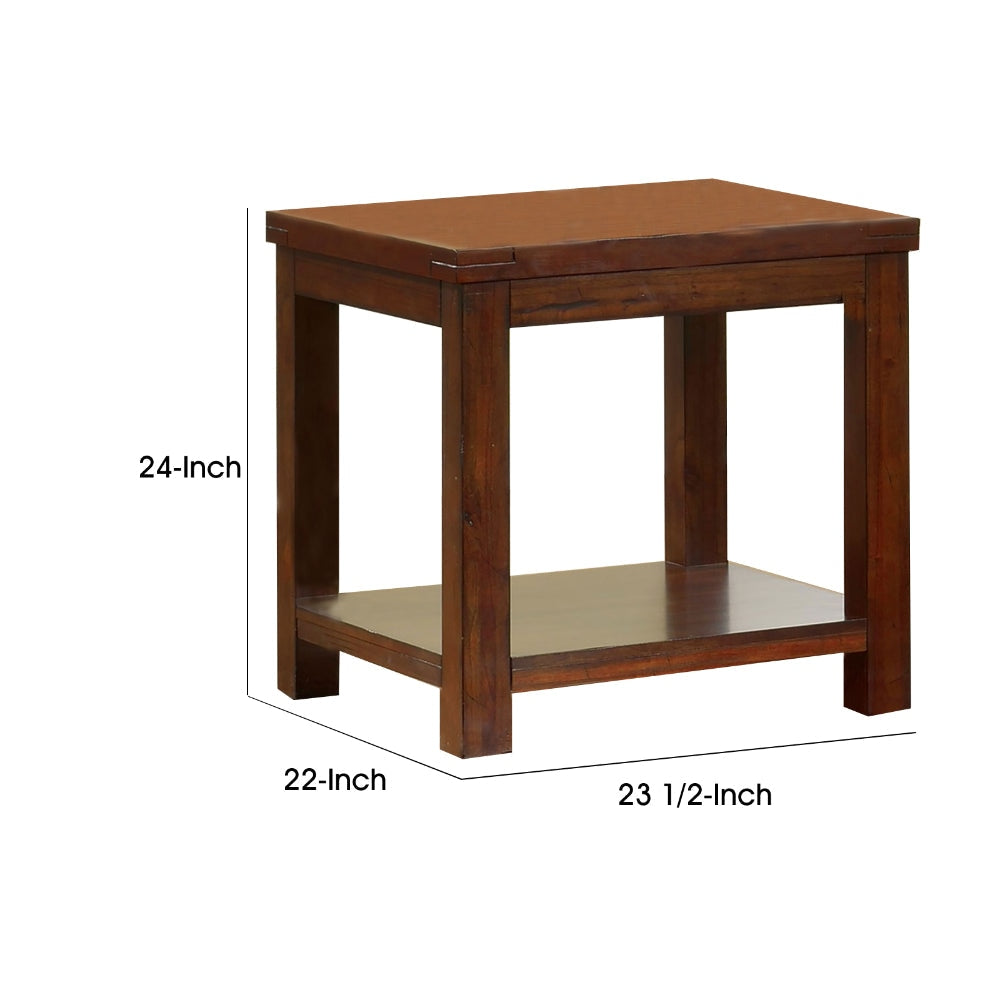 Solid Table Bottom Buy Square Shaped End Table with Open Bottom Shelf, Brown By Casagear Home
