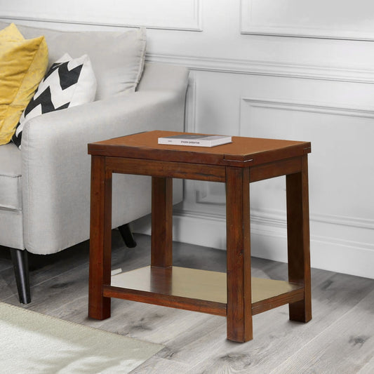 Square Shaped End Table with Open Bottom Shelf, Brown - BM205366 By Casagear Home