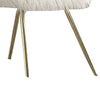 Faux Fur Upholstered Contemporary Metal Accent Chair, White and Gold By Casagear Home