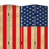 4 Panel Canvas Screen with American Flag Print Multicolor BM205383