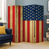 4 Panel Canvas Screen with American Flag Print, Multicolor