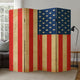 4 Panel Canvas Screen with American Flag Print, Multicolor