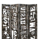Modern 4 Panel Foldable Screen with Graffiti Print Gray and White BM205384