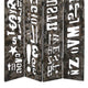 Modern 4 Panel Foldable Screen with Graffiti Print Gray and White BM205384