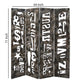 Modern 4 Panel Foldable Screen with Graffiti Print Gray and White BM205384