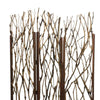 3 Panel Contemporary Foldable Wood Screen with Tree Branches Brown BM205387