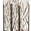 3 Panel Contemporary Foldable Wood Screen with Tree Branches Brown BM205387