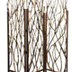 3 Panel Contemporary Foldable Wood Screen with Tree Branches Brown BM205387