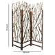 3 Panel Contemporary Foldable Wood Screen with Tree Branches Brown BM205387