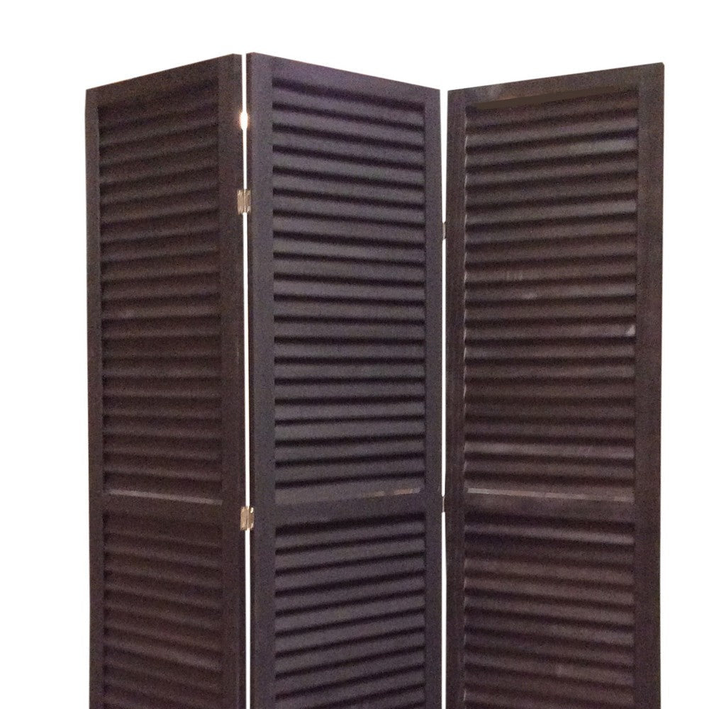 3 Panel Foldable Wooden Shutter Screen with Straight Legs Black BM205392