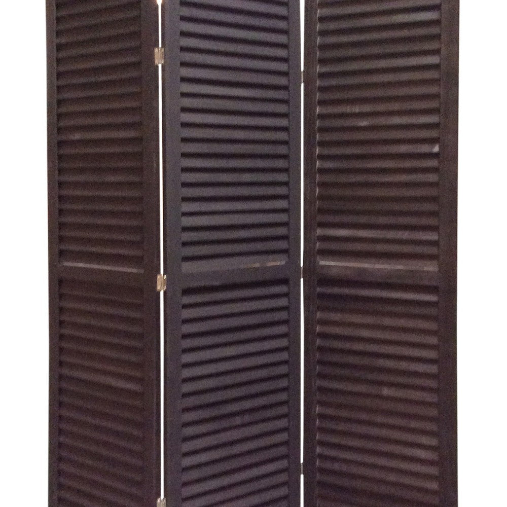 3 Panel Foldable Wooden Shutter Screen with Straight Legs Black BM205392