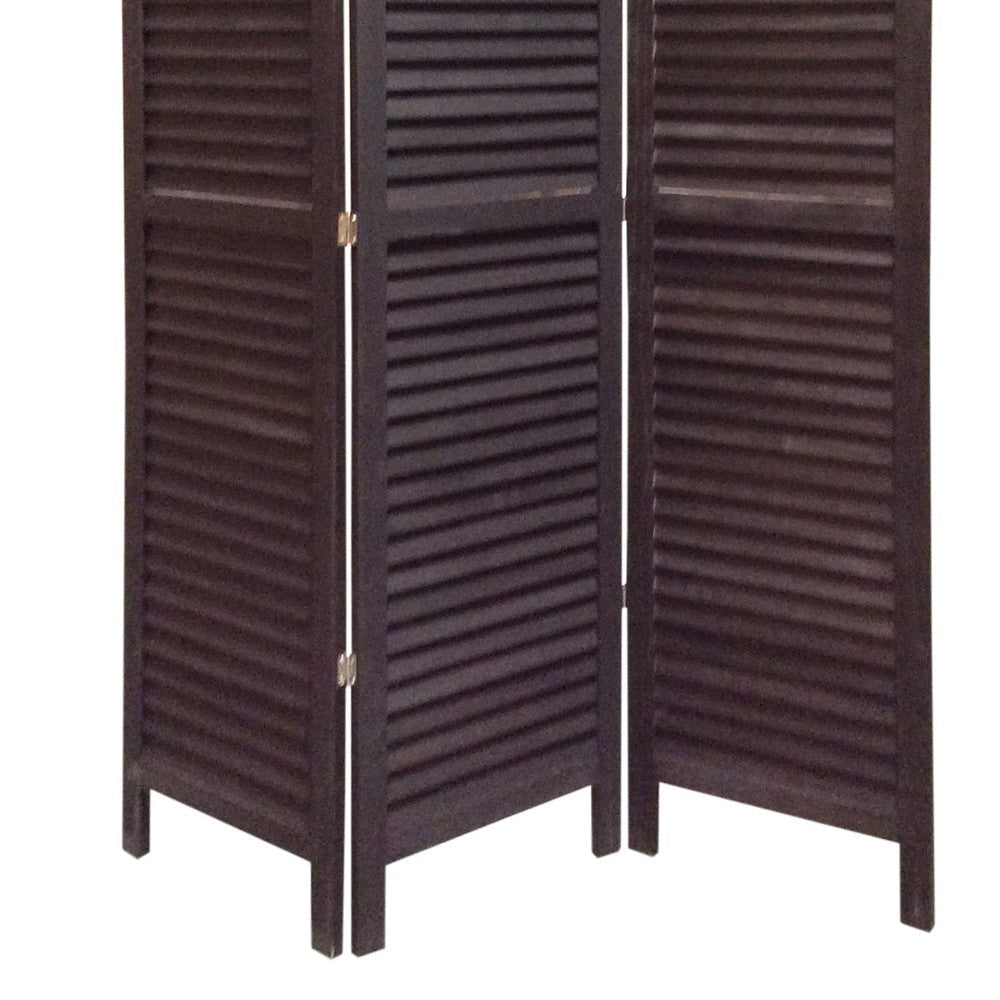 3 Panel Foldable Wooden Shutter Screen with Straight Legs Black BM205392