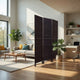 3 Panel Foldable Wooden Shutter Screen with Straight Legs, Black