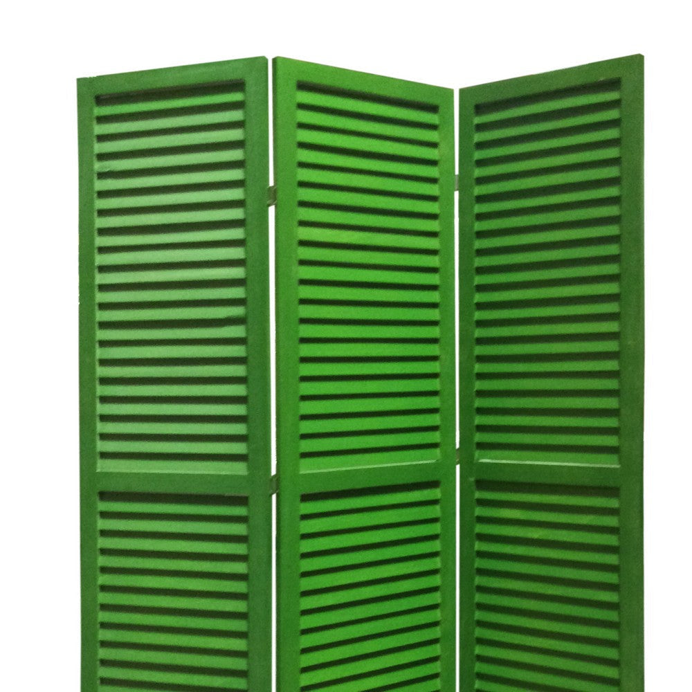 3 Panel Foldable Wooden Shutter Screen with Straight Legs Green BM205394