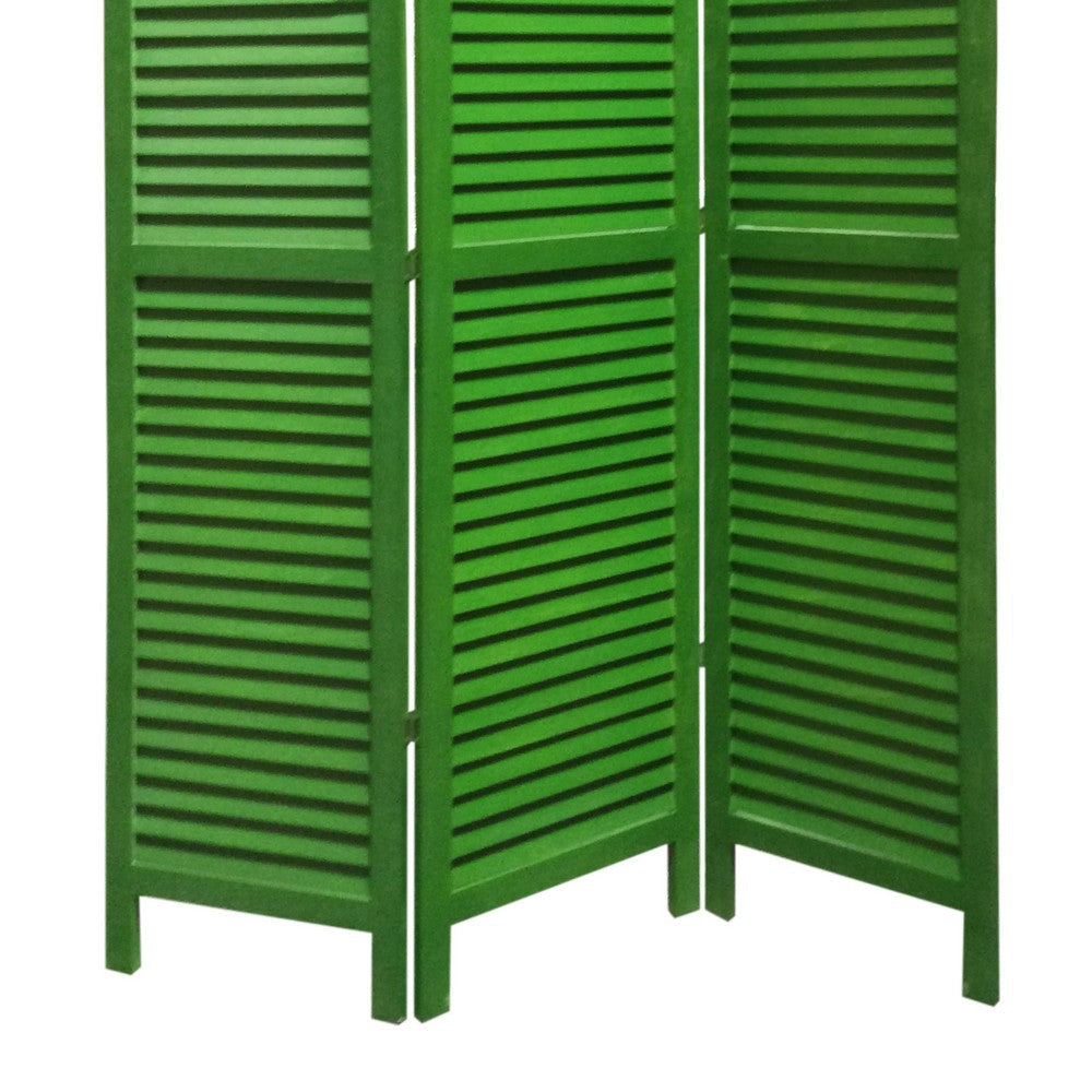 3 Panel Foldable Wooden Shutter Screen with Straight Legs Green BM205394