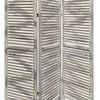 3 Panel Foldable Wooden Shutter Screen with Straight Legs Gray BM205395