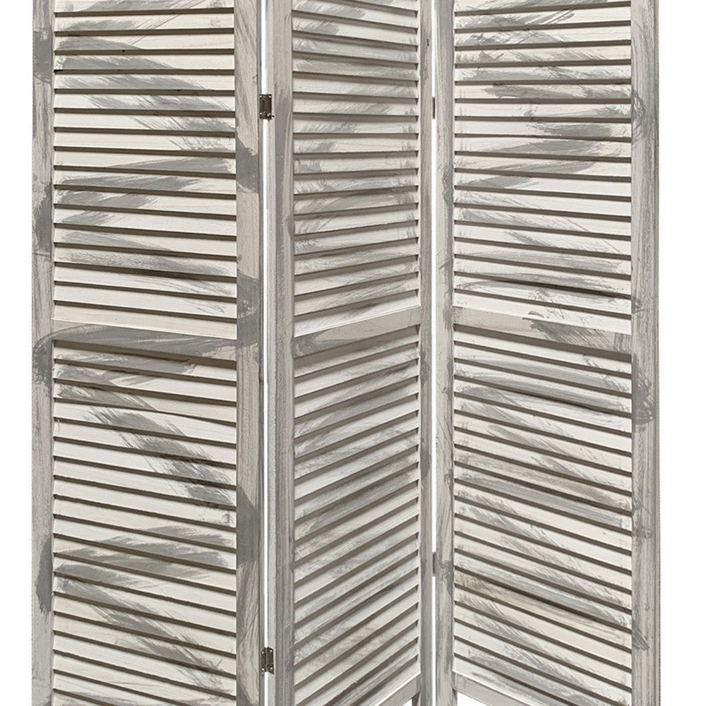 3 Panel Foldable Wooden Shutter Screen with Straight Legs Gray BM205395