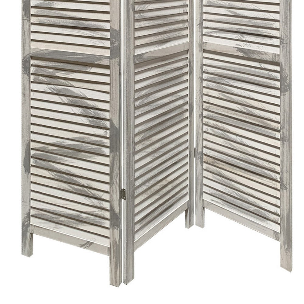 3 Panel Foldable Wooden Shutter Screen with Straight Legs Gray BM205395