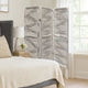 3 Panel Foldable Wooden Shutter Screen with Straight Legs, Gray
