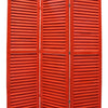 3 Panel Foldable Wooden Shutter Screen with Straight Legs Red BM205396