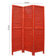 3 Panel Foldable Wooden Shutter Screen with Straight Legs Red BM205396