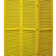 3 Panel Foldable Wooden Shutter Screen with Straight Legs, Yellow