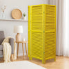 3 Panel Foldable Wooden Shutter Screen with Straight Legs, Yellow