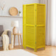 3 Panel Foldable Wooden Shutter Screen with Straight Legs, Yellow