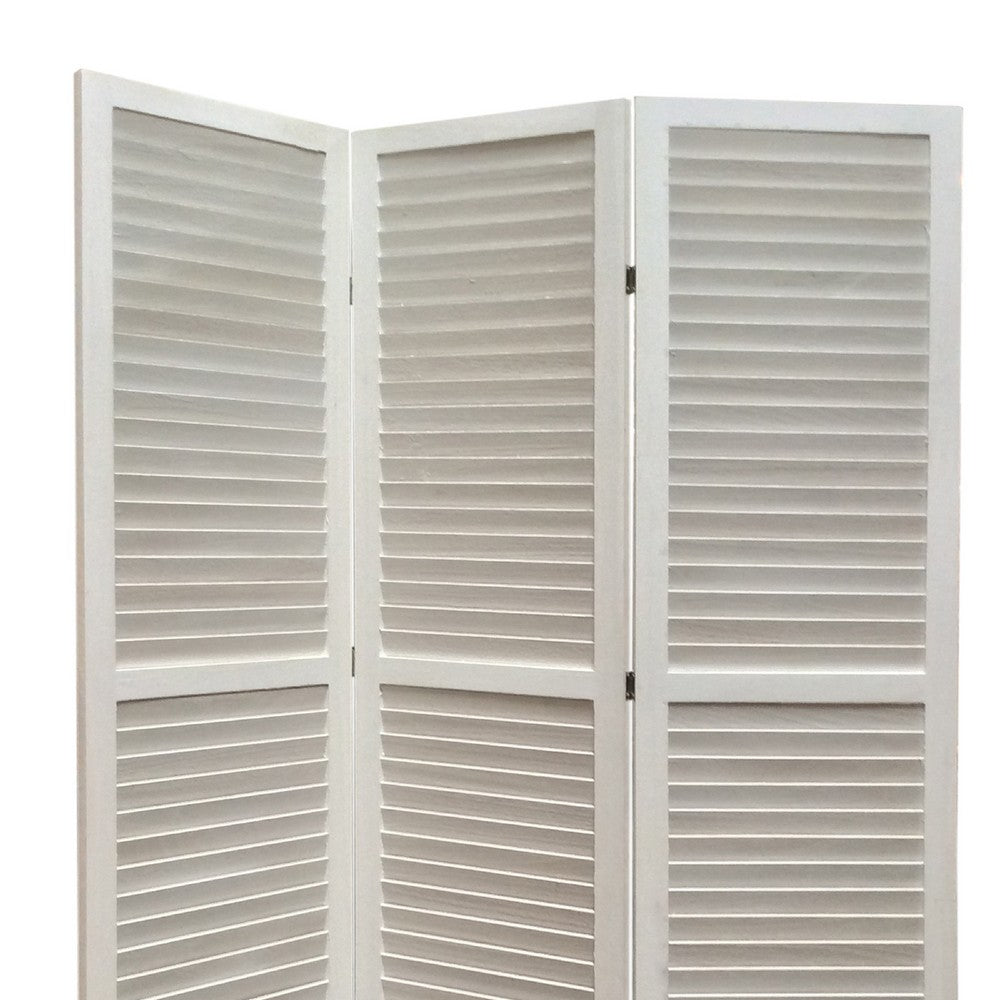 Room Divider | 3 Panel | Wood Shutter | Straight Legs | White