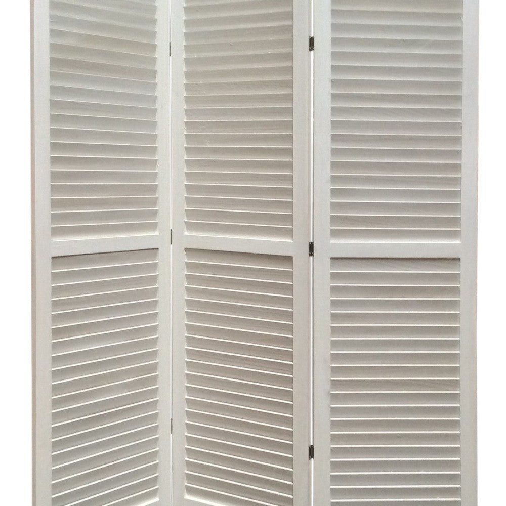 Room Divider | 3 Panel | Wood Shutter | Straight Legs | White