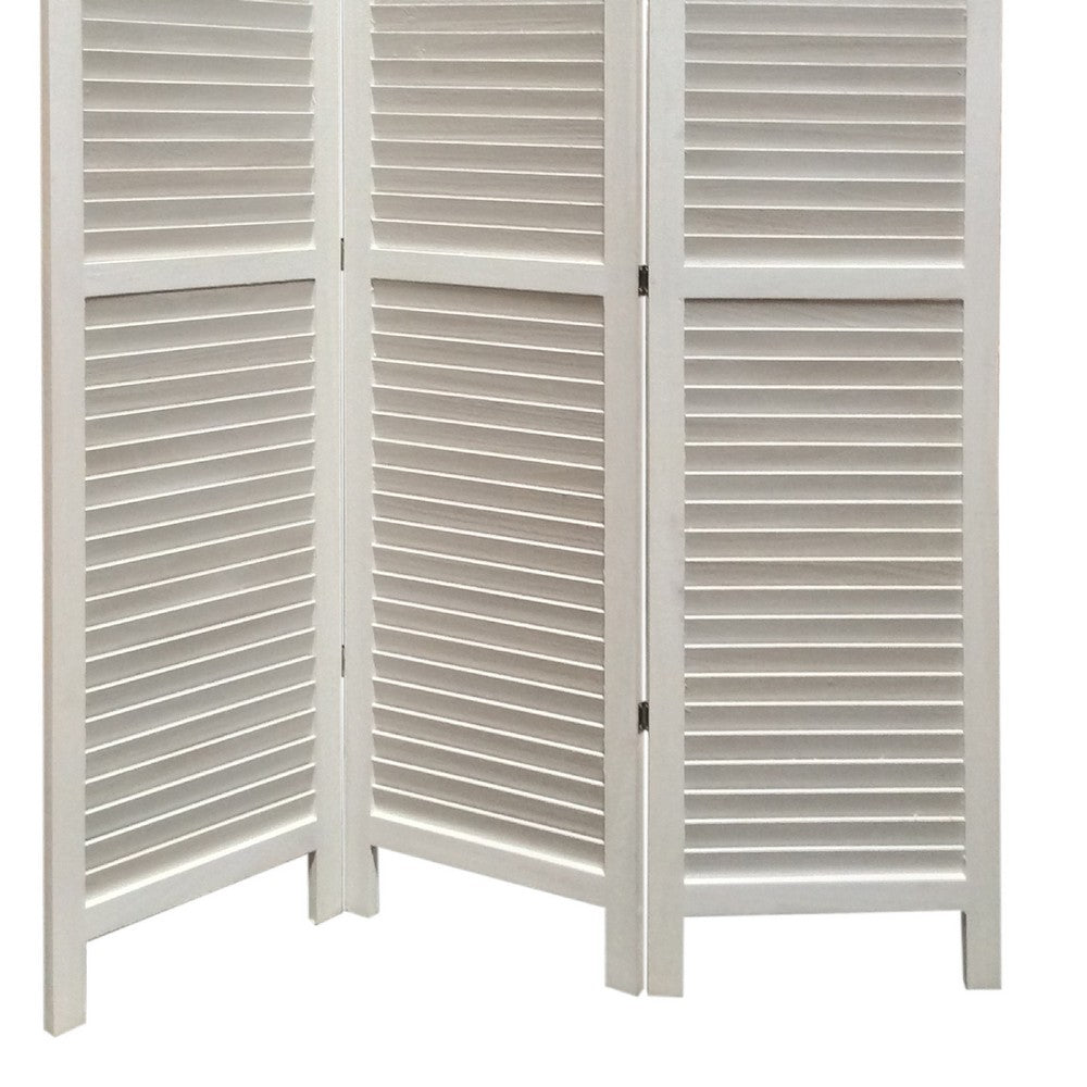 Room Divider | 3 Panel | Wood Shutter | Straight Legs | White