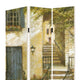 Foldable 3 Panel Canvas Screen with Europe Promenade Print Multicolor BM205403