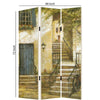 Foldable 3 Panel Canvas Screen with Europe Promenade Print Multicolor BM205403