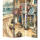 Foldable 3 Panel Canvas Screen with Seaside Town Print Multicolor BM205404