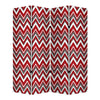 3 Panel Foldable Canvas Screen with Chevron Print, Red and White