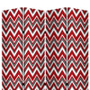 3 Panel Foldable Canvas Screen with Chevron Print Red and White BM205407