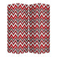 3 Panel Foldable Canvas Screen with Chevron Print, Red and White