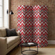 3 Panel Foldable Canvas Screen with Chevron Print, Red and White