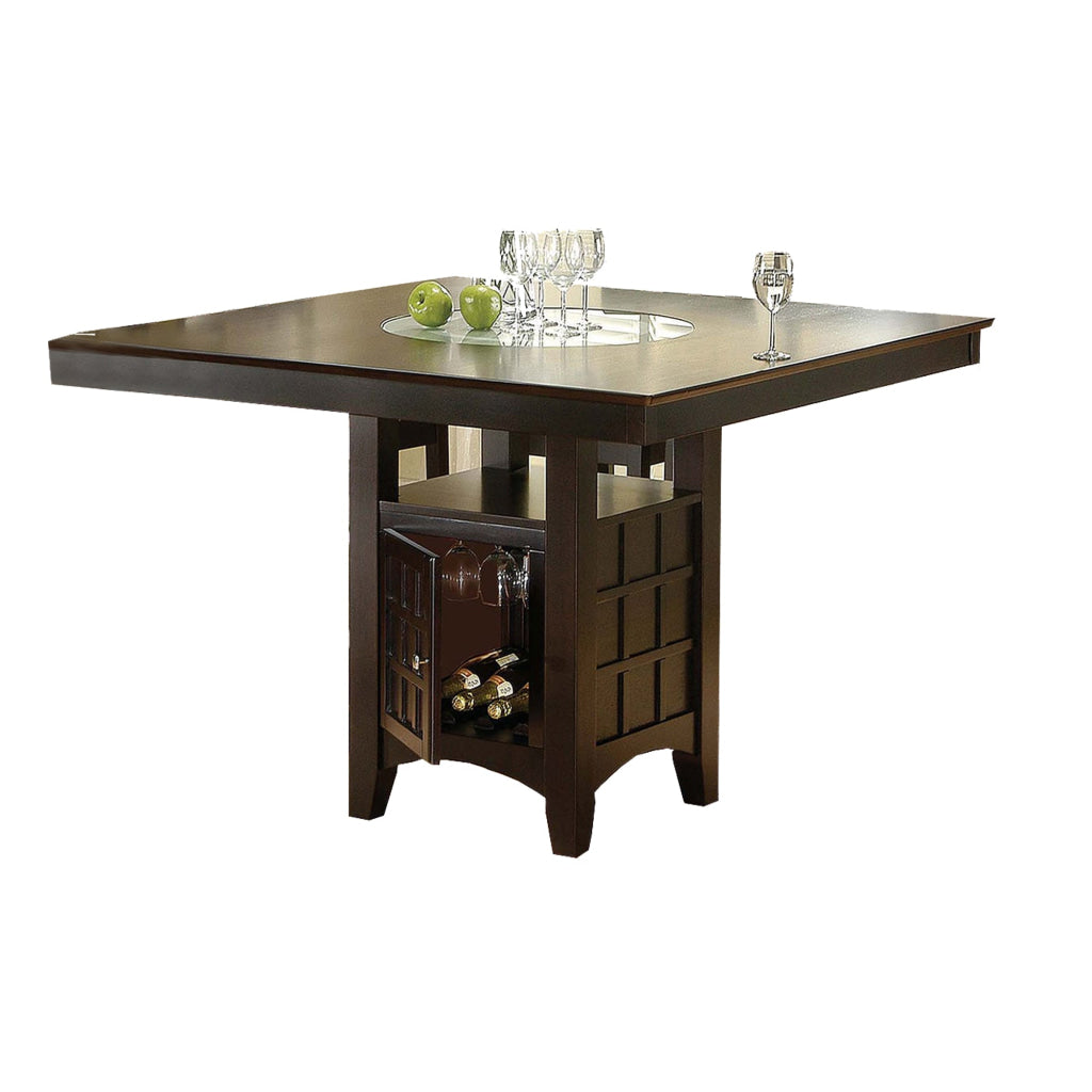 Transitional Style Wooden Counter Height Table with Storage, Brown