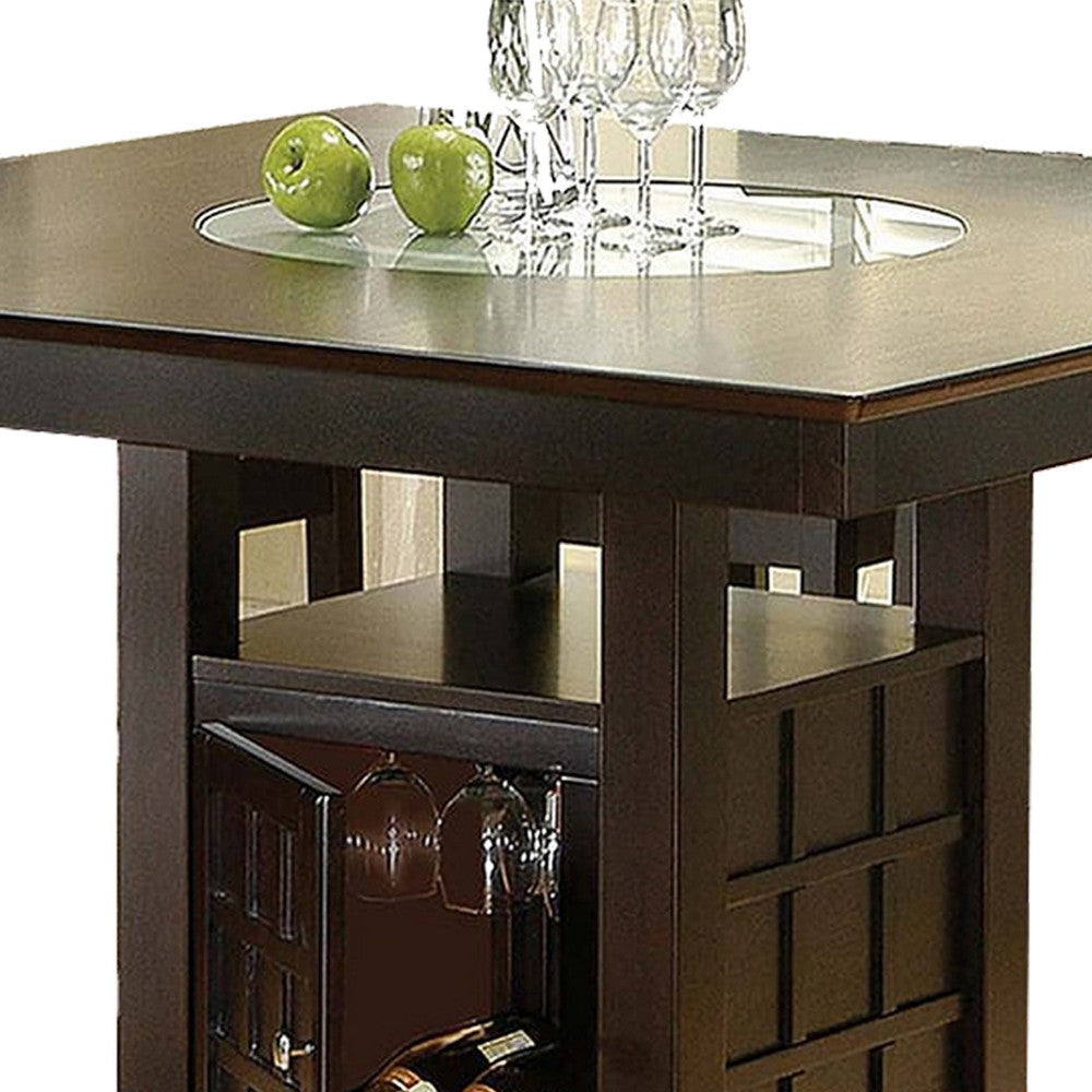 Transitional Style Wooden Counter Height Table with Storage Brown BM205422
