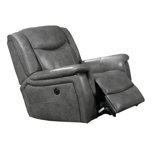 Leatherette Glider Recliner Chair with Stitched Details, Gray