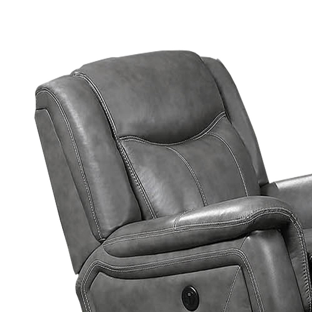 Leatherette Glider Recliner Chair with Stitched Details Gray BM205426