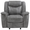 Leatherette Glider Recliner Chair with Stitched Details, Gray