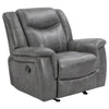 Leatherette Glider Recliner Chair with Stitched Details, Gray
