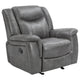 Leatherette Glider Recliner Chair with Stitched Details, Gray