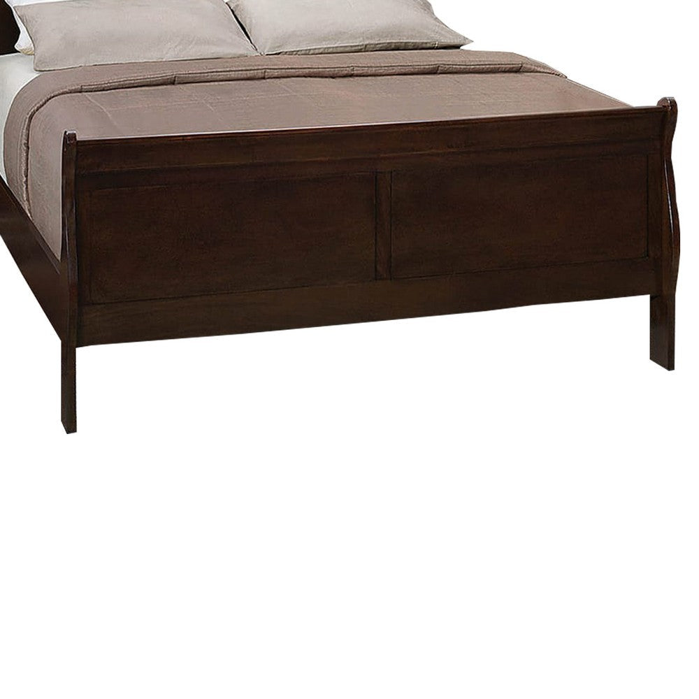 Wooden Eastern King Bed with Curved Panel Headboard Brown By Casagear Home BM205442