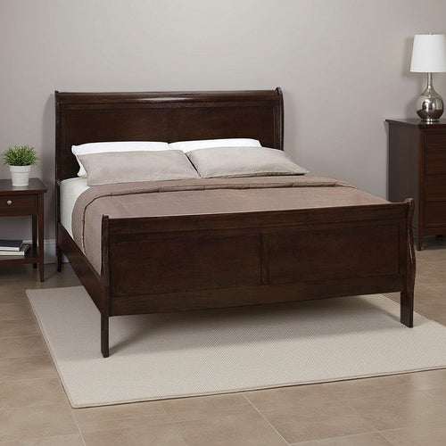 King Bed | Wood | Curved Panel Headboard | Brown
